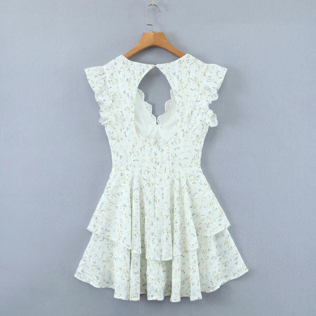 R&B Verspieltes Minikleid mit Lochstickerei