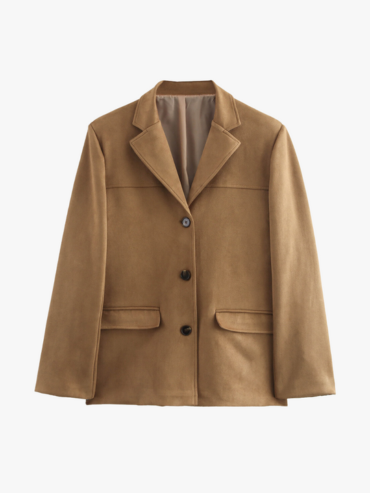 R&B | Klassischer Blazer Aus Wildlederimitat in Braun