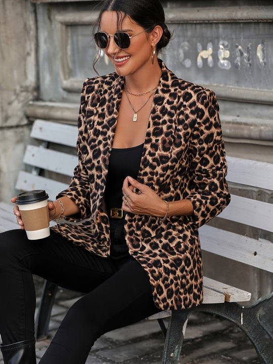 R&B | Eleganter Business Langblazer mit Leopardenmuster für alle Jahreszeiten