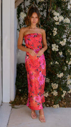 R&B | Satin rückenfreies Röhrentop Kleid