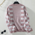 R&B | Karierter Strick Strickjacke