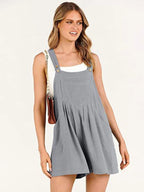 R&B | Jumpsuit-Shorts aus Baumwolle und Leinen mit weitem Bein