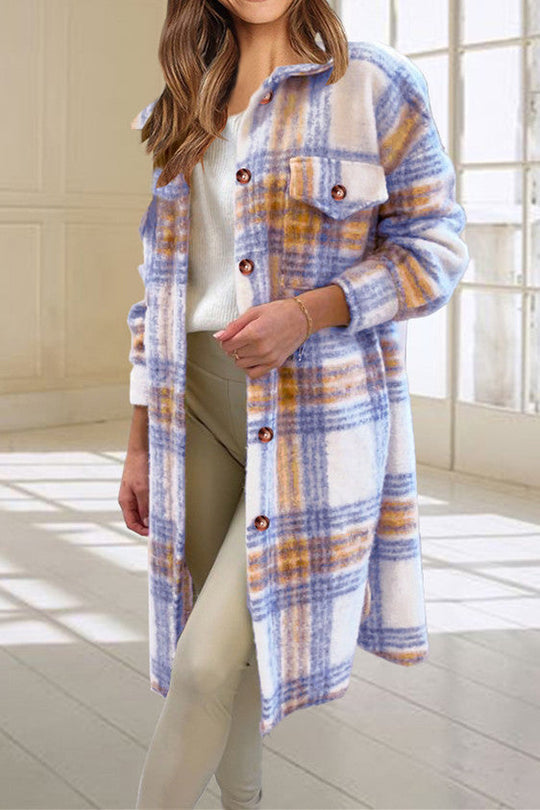 R&B | Karierte Tweed Lange Mantel