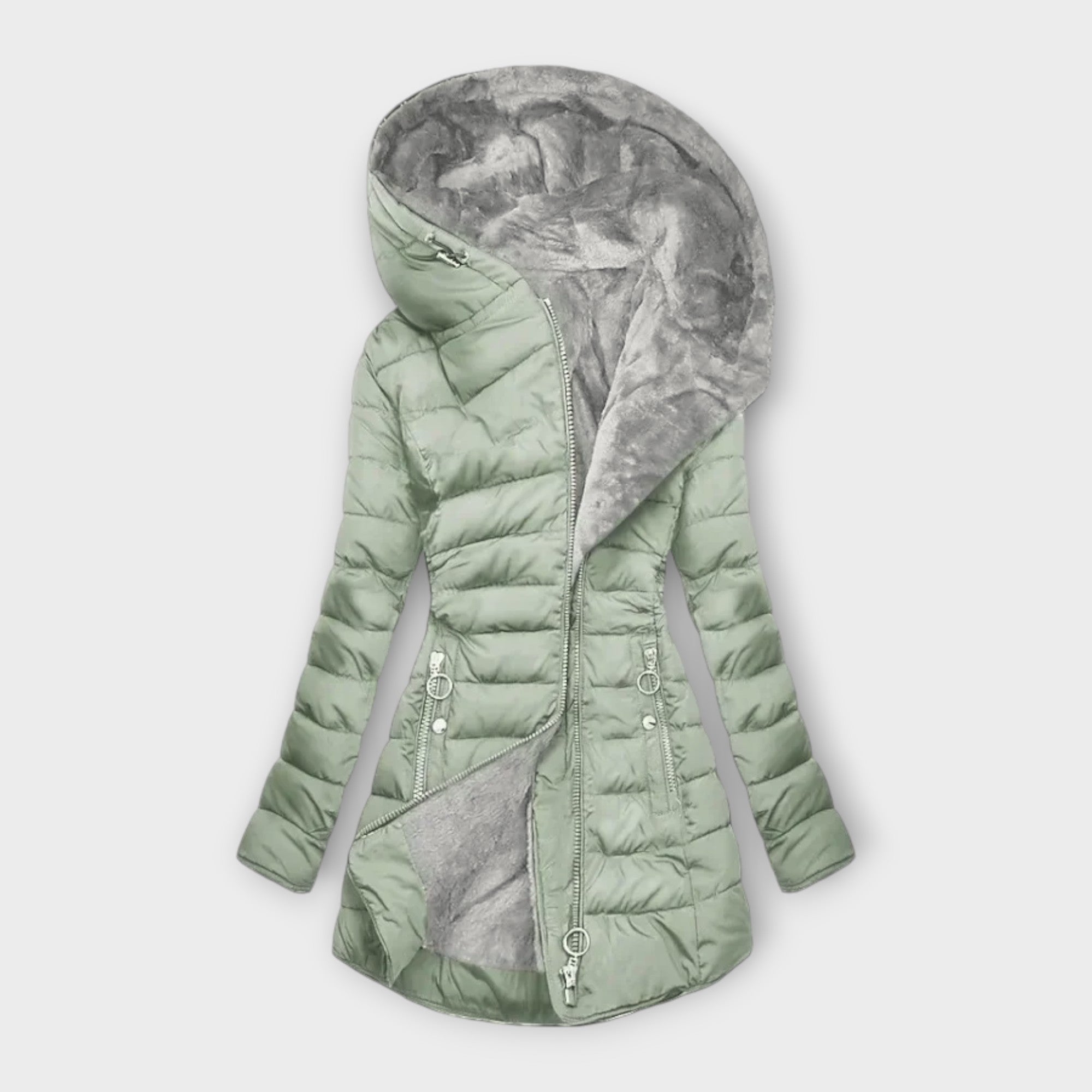 R&B | Damen Lange Winterjacke mit Luxus Fellfutter