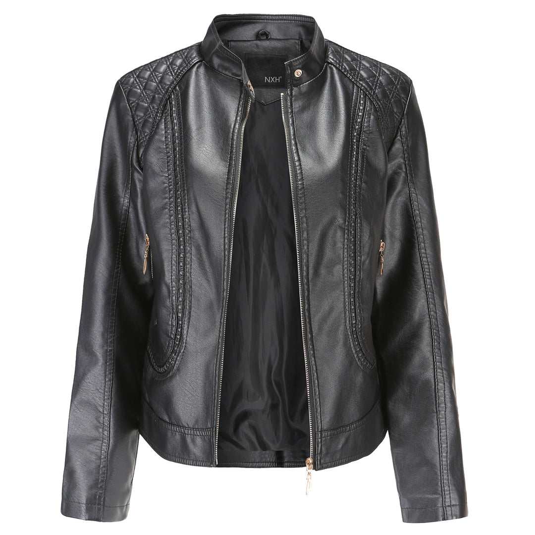 Damen Kunstlederjacke mit modischen Steppdetails R&B