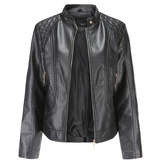 Damen Kunstlederjacke mit modischen Steppdetails R&B