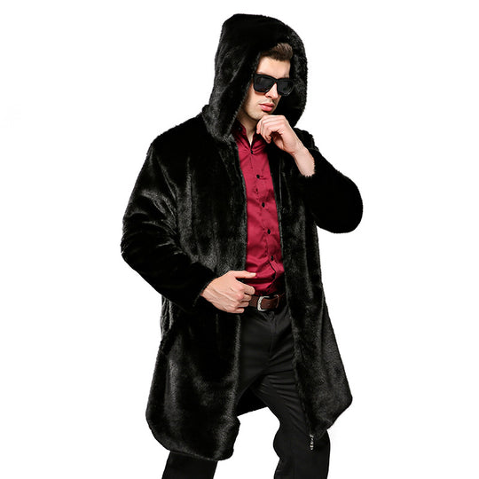 Herren Luxuriöses Kunstpelz-Cape mit voluminösem Kragen und vielseitigem Schnitt R&B