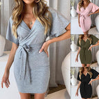 Damen Wickelkleid mit breitem Überschlag und tailliertem Schnitt R&B