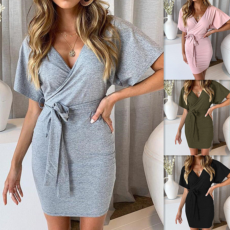 Damen Wickelkleid mit breitem Überschlag und tailliertem Schnitt R&B