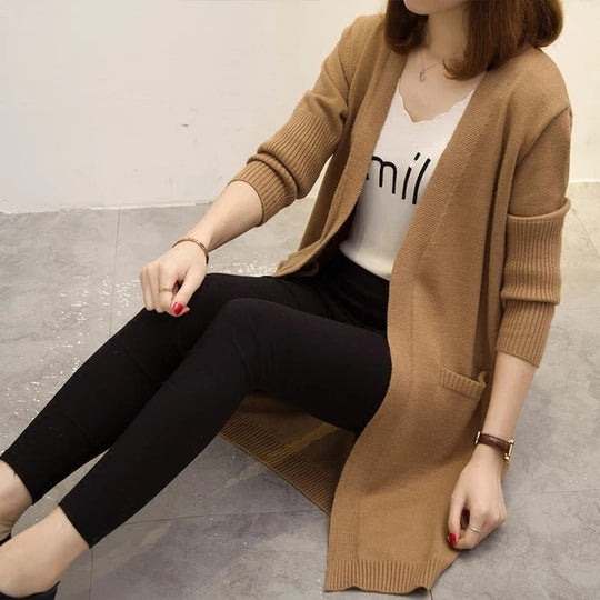 Damen Strickcardigan mit modischem V-Ausschnitt und lässiger Passform R&B