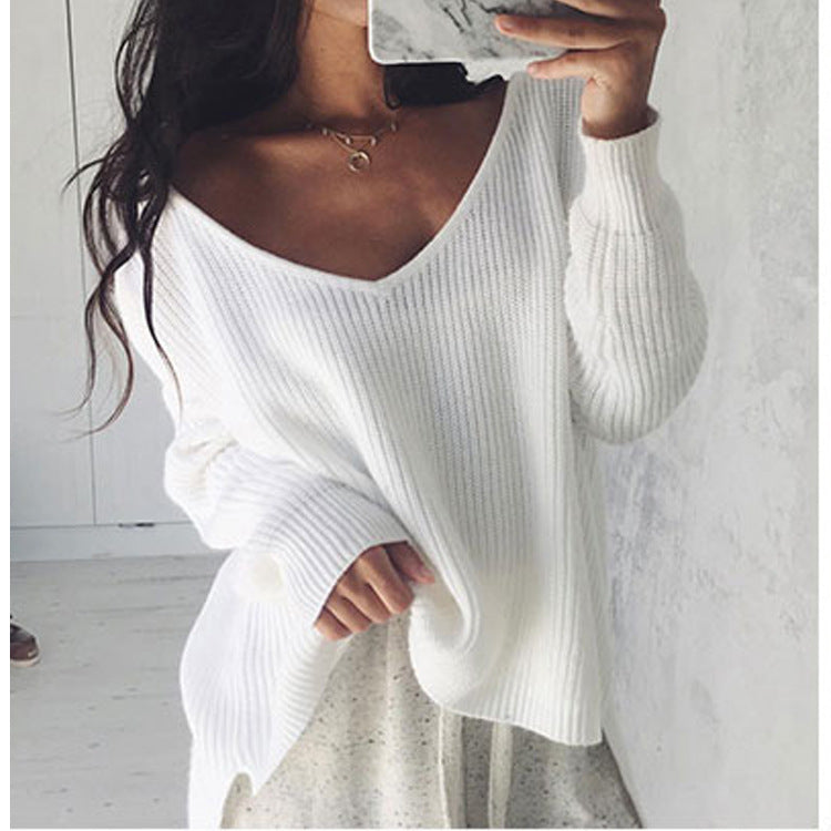 Damen lässiger Strickpullover mit asymmetrischem Schnitt