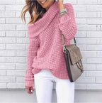 Damen lässiger Pullover mit modischem Schulterdesign und hochgeschlossenem Kragen R&B