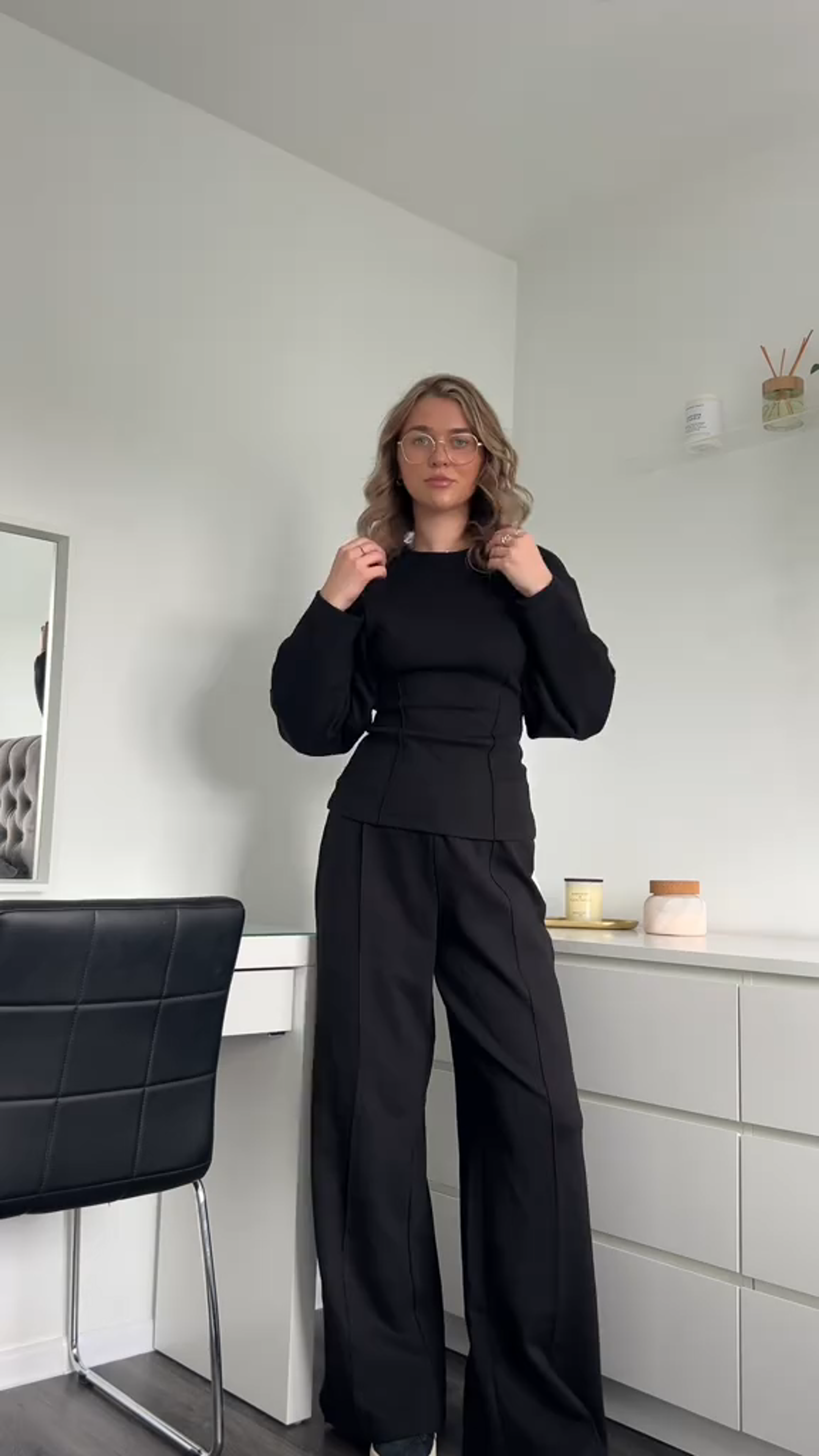 R&B | Bequemes Damen Pullover Satz mit Weiten Hosen