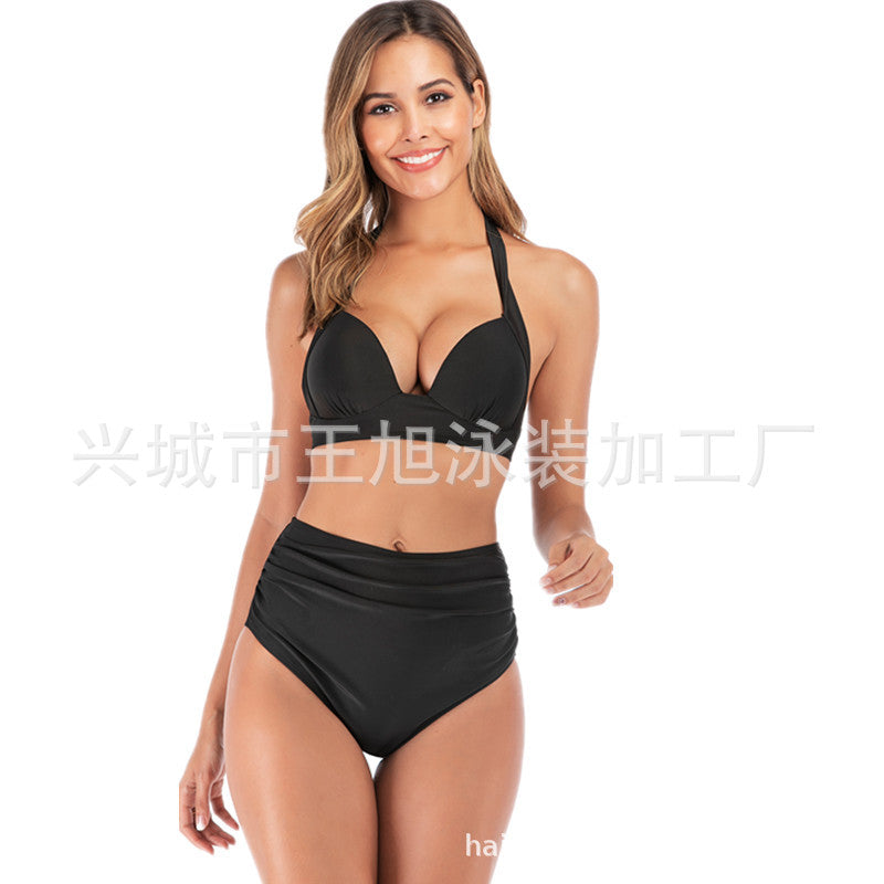 Damen Bandeau-Bikini mit stilvollen Streifen und verstellbaren Trägern R&B