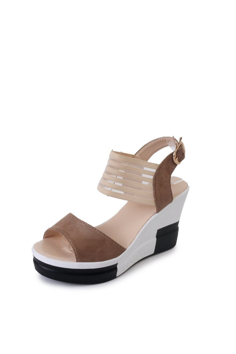Damen Wedge-Sandaletten mit elastischem Riemendesign und gepolsterter Innensohle R&B