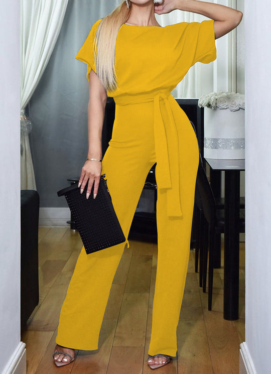 Damen lässiger Zweiteiler mit elegantem Taillengürtel R&B