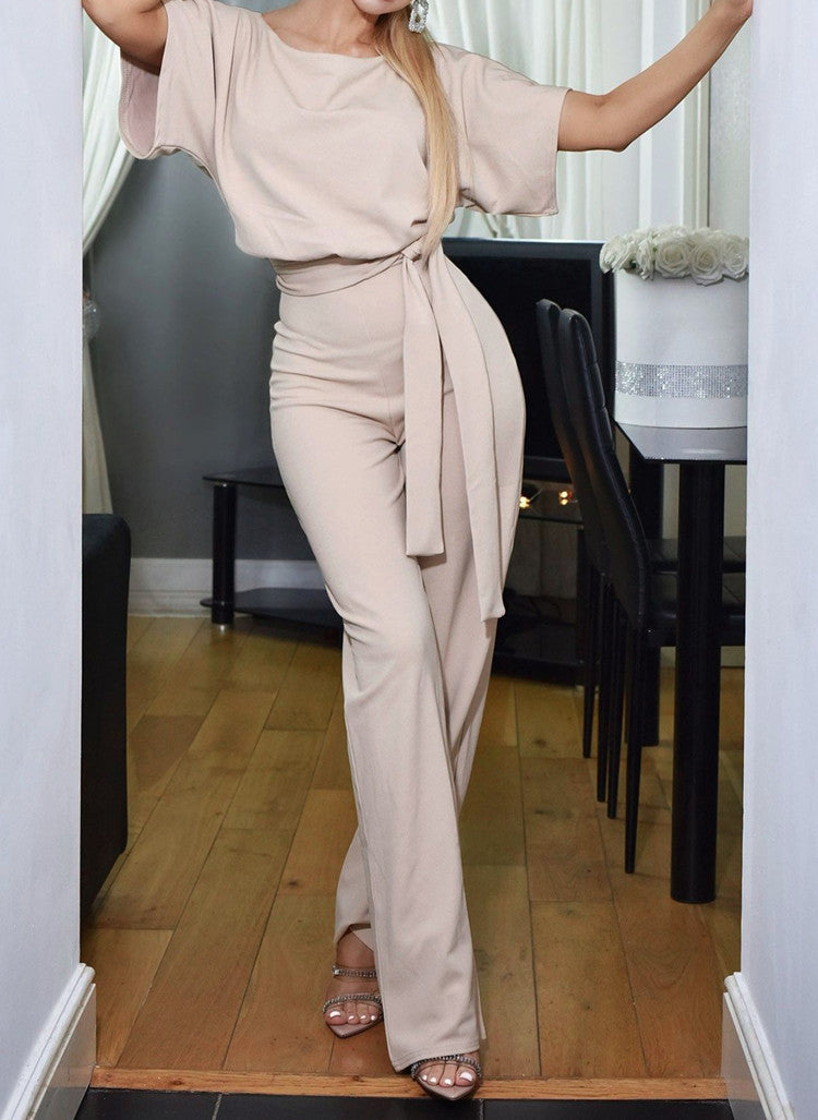 Damen lässiger Zweiteiler mit elegantem Taillengürtel R&B