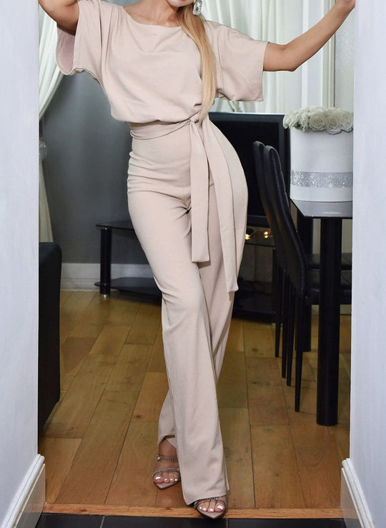 Damen lässiger Zweiteiler mit elegantem Taillengürtel R&B