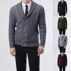 Herren modische Strickjacke mit doppelter Knopfleiste und seitlichen Reißverschlusstaschen R&B