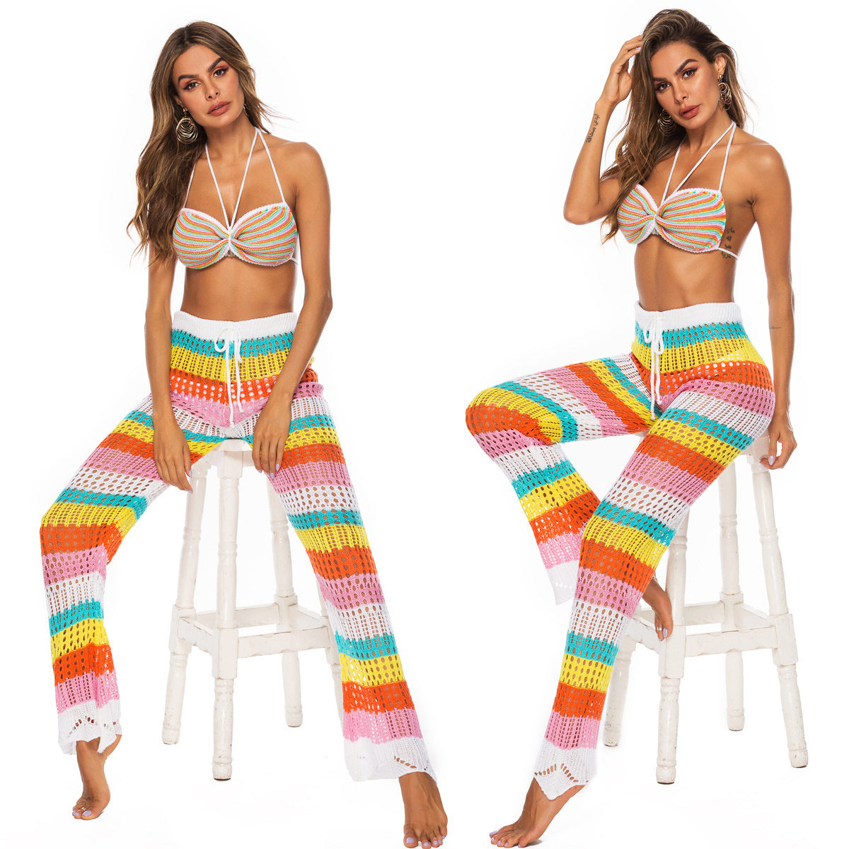 Damen luftige gehäkelte Strandhose R&B