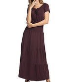 Damen Maxikleid mit verstellbarem Taillenzug und schimmerndem Obermaterial R&B