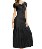 Damen Maxikleid mit verstellbarem Taillenzug und schimmerndem Obermaterial R&B
