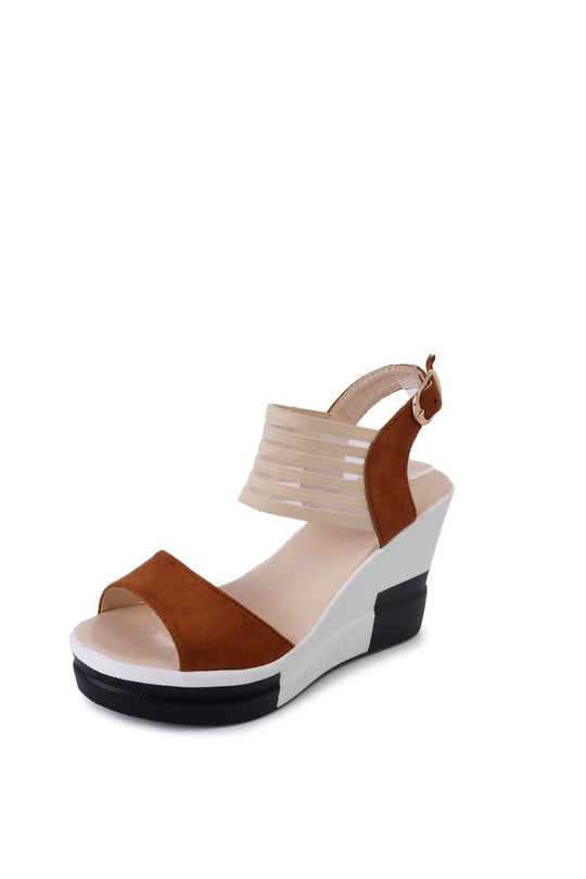Damen Wedge-Sandaletten mit elastischem Riemendesign und gepolsterter Innensohle R&B