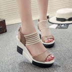 Damen Wedge-Sandaletten mit elastischem Riemendesign und gepolsterter Innensohle R&B
