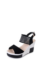 Damen Wedge-Sandaletten mit elastischem Riemendesign und gepolsterter Innensohle R&B