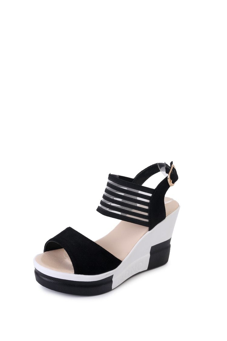 Damen Wedge-Sandaletten mit elastischem Riemendesign und gepolsterter Innensohle R&B