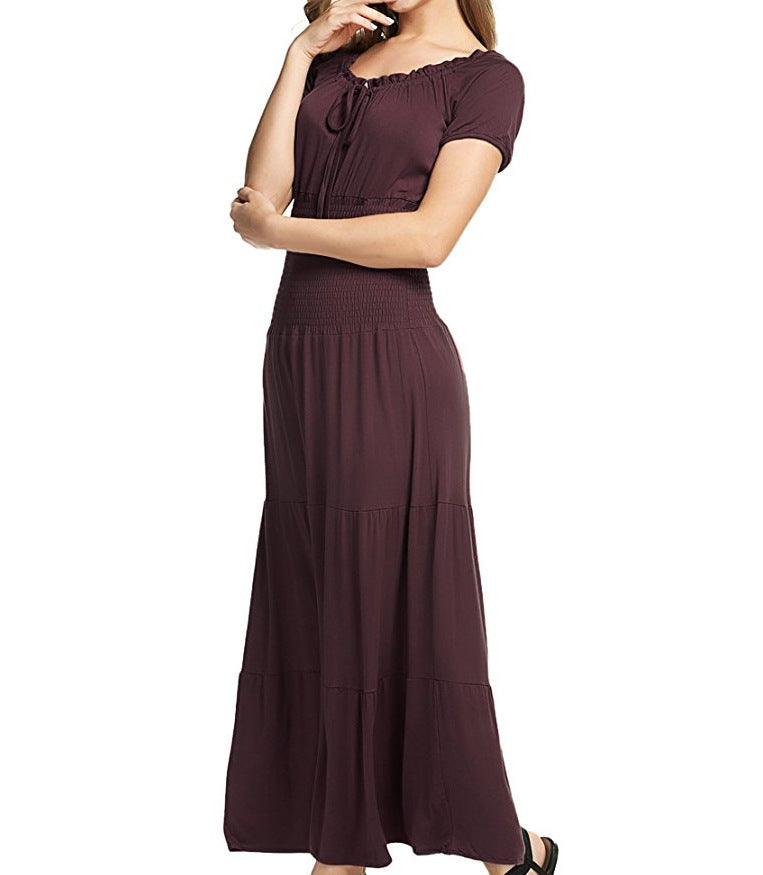 Damen Maxikleid mit verstellbarem Taillenzug und schimmerndem Obermaterial R&B