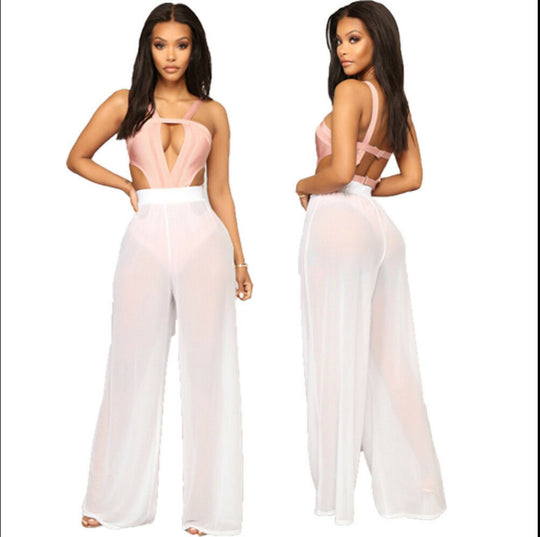 Damen Weit geschnittene Sommerhose mit elastischem Bund und passendem Crop-Top R&B