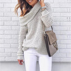 Damen lässiger Pullover mit modischem Schulterdesign und hochgeschlossenem Kragen R&B