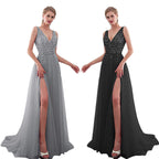 Damen Elegantes Abendkleid mit funkelnden Pailletten und tiefem Schlitz R&B