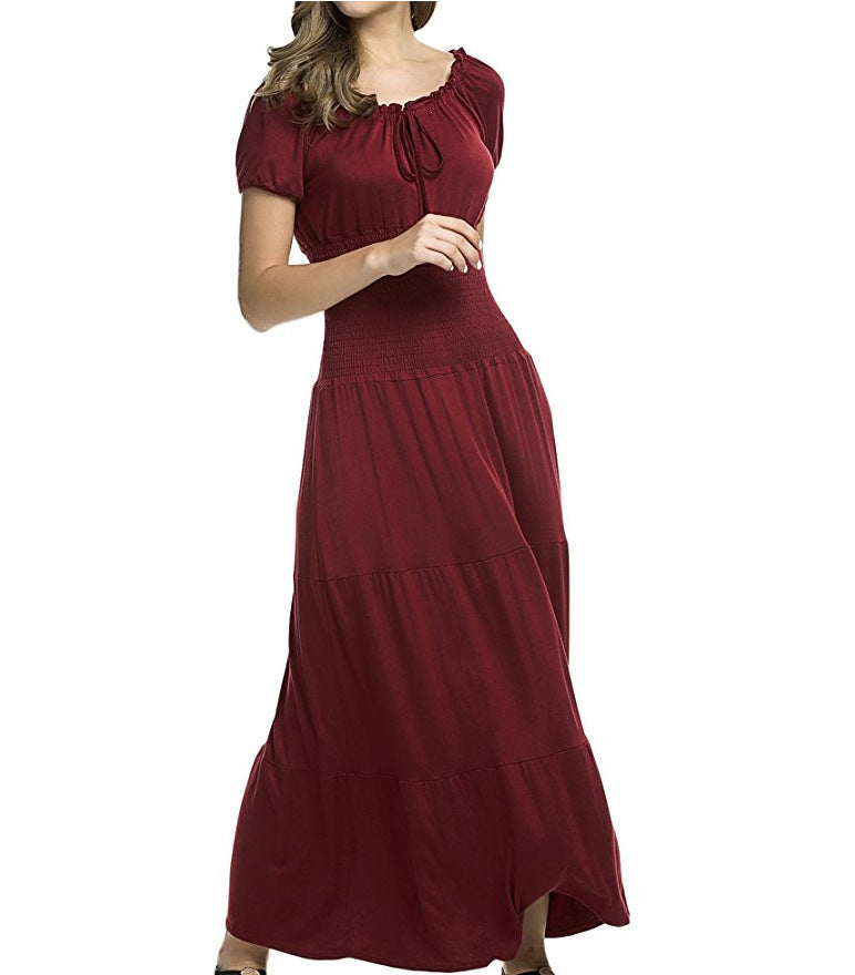 Damen Maxikleid mit verstellbarem Taillenzug und schimmerndem Obermaterial R&B