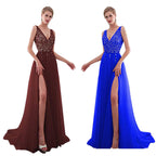 Damen Elegantes Abendkleid mit funkelnden Pailletten und tiefem Schlitz R&B