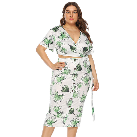 Damen elegantes Sommer-Outfit mit floralem Print und modischem Wickeldetail R&B