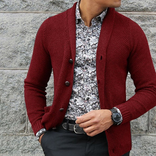 Herren Strickjacke mit eleganten Knopfdetails und strukturierter Textur R&B