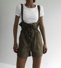 Damen Lässig geschnittene Overall-Shorts mit verstellbaren Trägern R&B