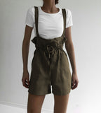 Damen Lässig geschnittene Overall-Shorts mit verstellbaren Trägern R&B