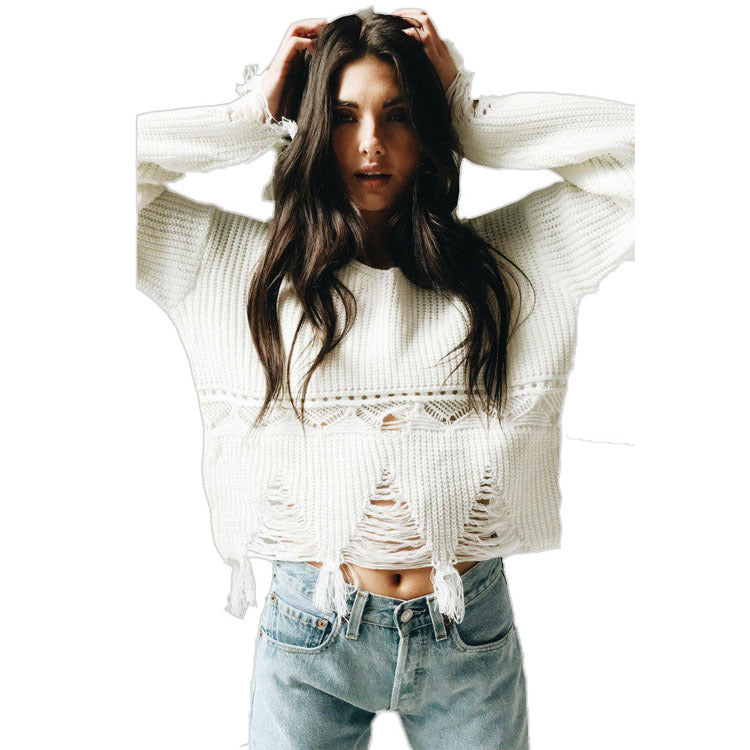 Damen Pullover mit lässigem Fransen-Design R&B