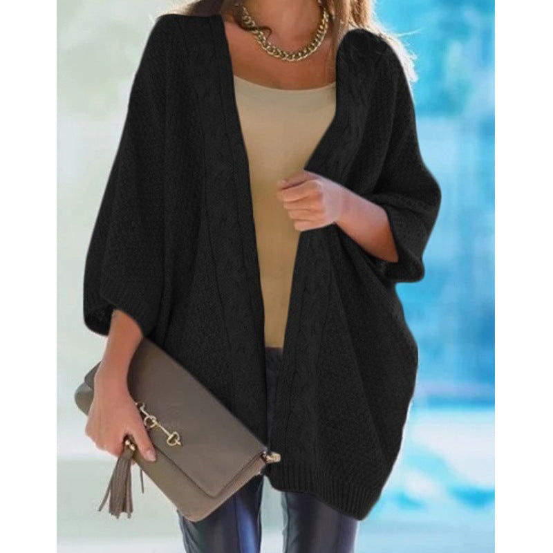 Damen Grobstrick Cardigan mit offener Front und lässigem Schnitt R&B