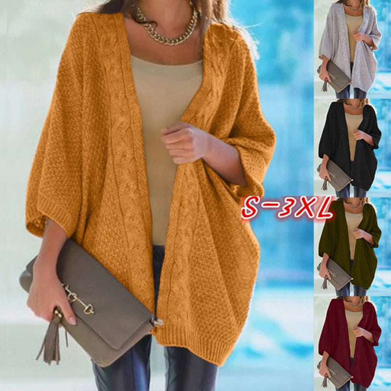 Damen Grobstrick Cardigan mit offener Front und lässigem Schnitt R&B