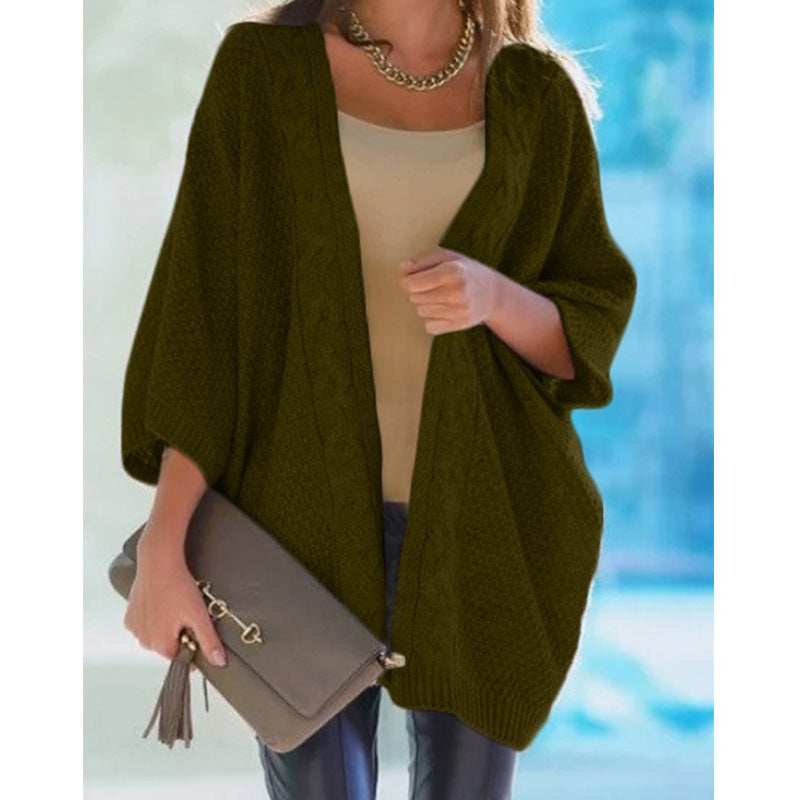 Damen Grobstrick Cardigan mit offener Front und lässigem Schnitt R&B