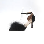 Damen elegante Pumps mit glamourösem Federdetail