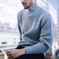 Herren Strickpullover mit modernem Stehkragen und feiner Rippstruktur R&B