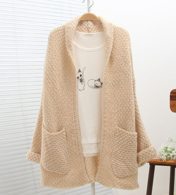 Damen Grobstrickcardigan mit offenen Kanten und praktischen Taschen R&B