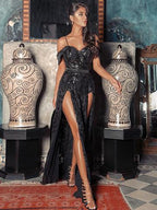 Damen Glamouröses Abendkleid mit funkelnden Applikationen R&B