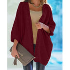 Damen Grobstrick Cardigan mit offener Front und lässigem Schnitt R&B