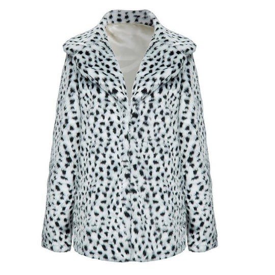 Damen Luxus Kunstpelzjacke im Leopardenmuster R&B